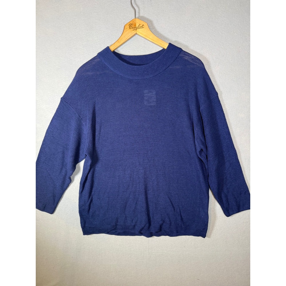 Free People Beach Oceana Mock Neck Sweater Blue Slouchy Knit Malibu Medium